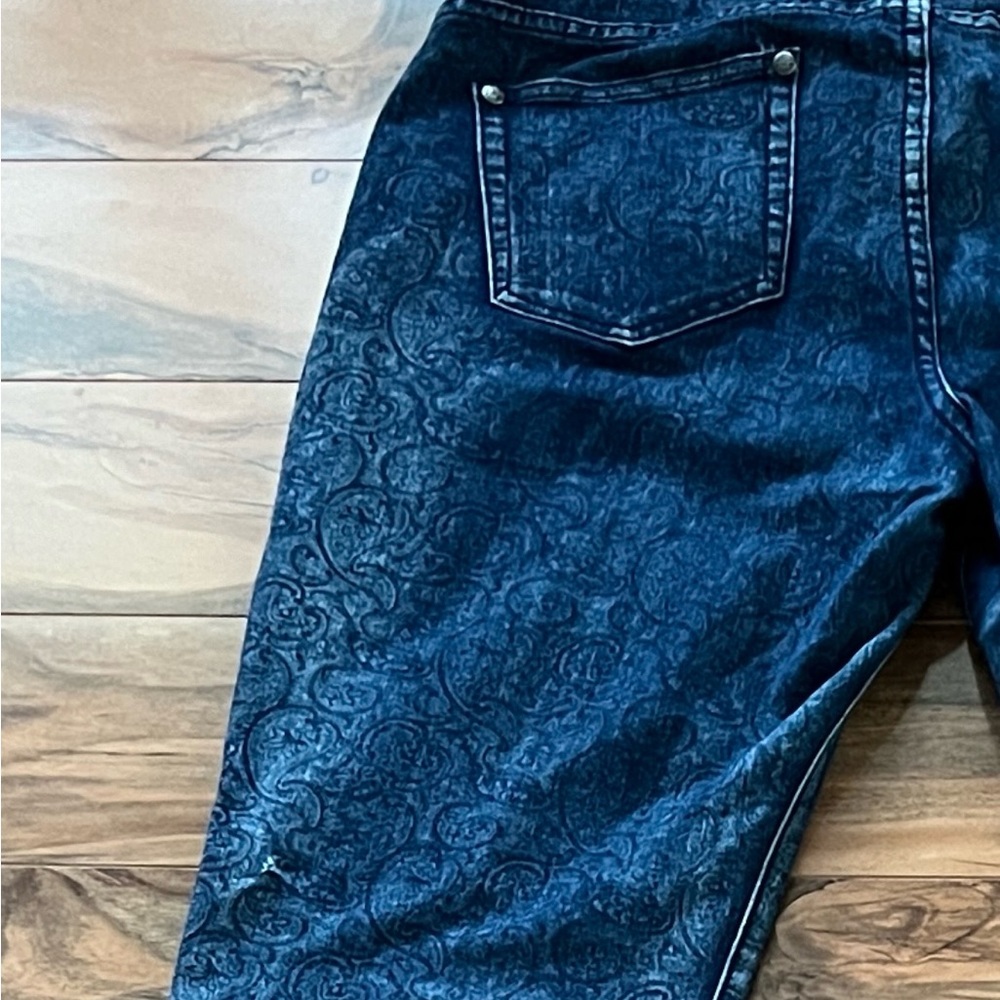 TRU Luxe Paisley Print Jeans Size 14 • Stretch Straight Leg • Dark Wash - Picture 11 of 11